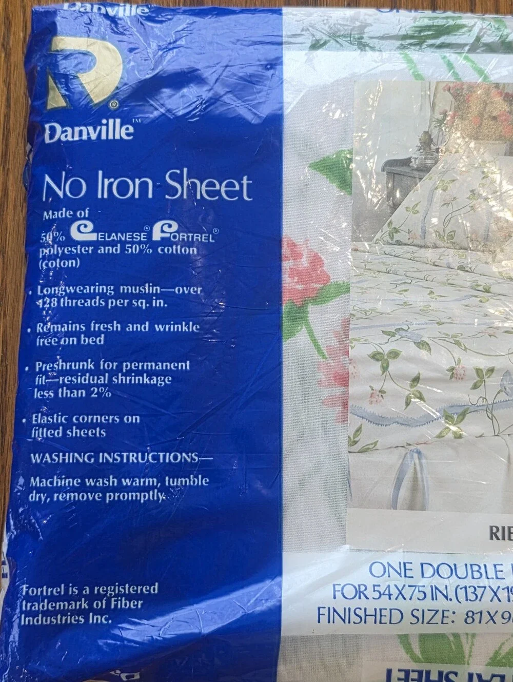 Vtg Danville By Dan River Sheet Set Double Flat & Fitted Floral NOS Made In USA